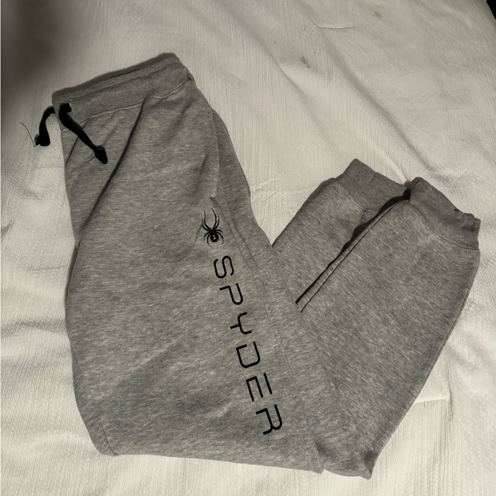 Grey Spyder Sweatpants with black logo